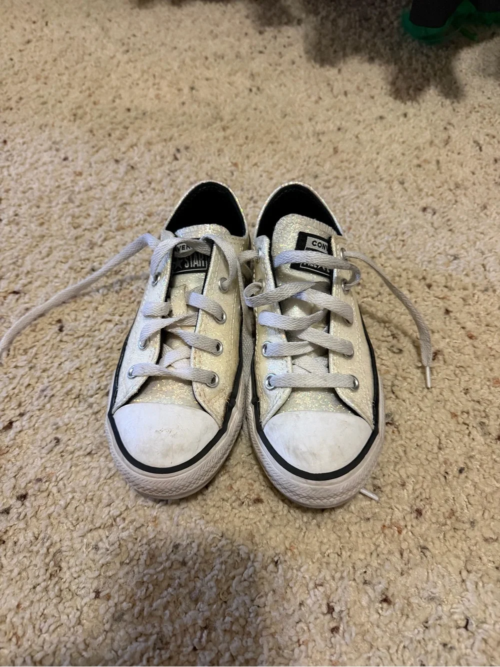 Converse Kids Silver Glitter Low Top Sneakers